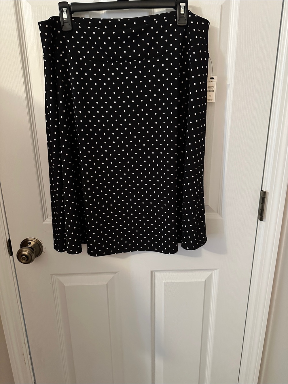 Talbots Black & White Polka Dot A-Line Skirt
